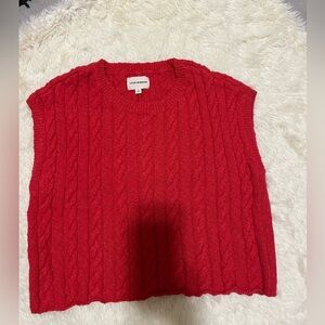 Lucky Brand Red Cable Knit Sleeveless Sweater/Vest